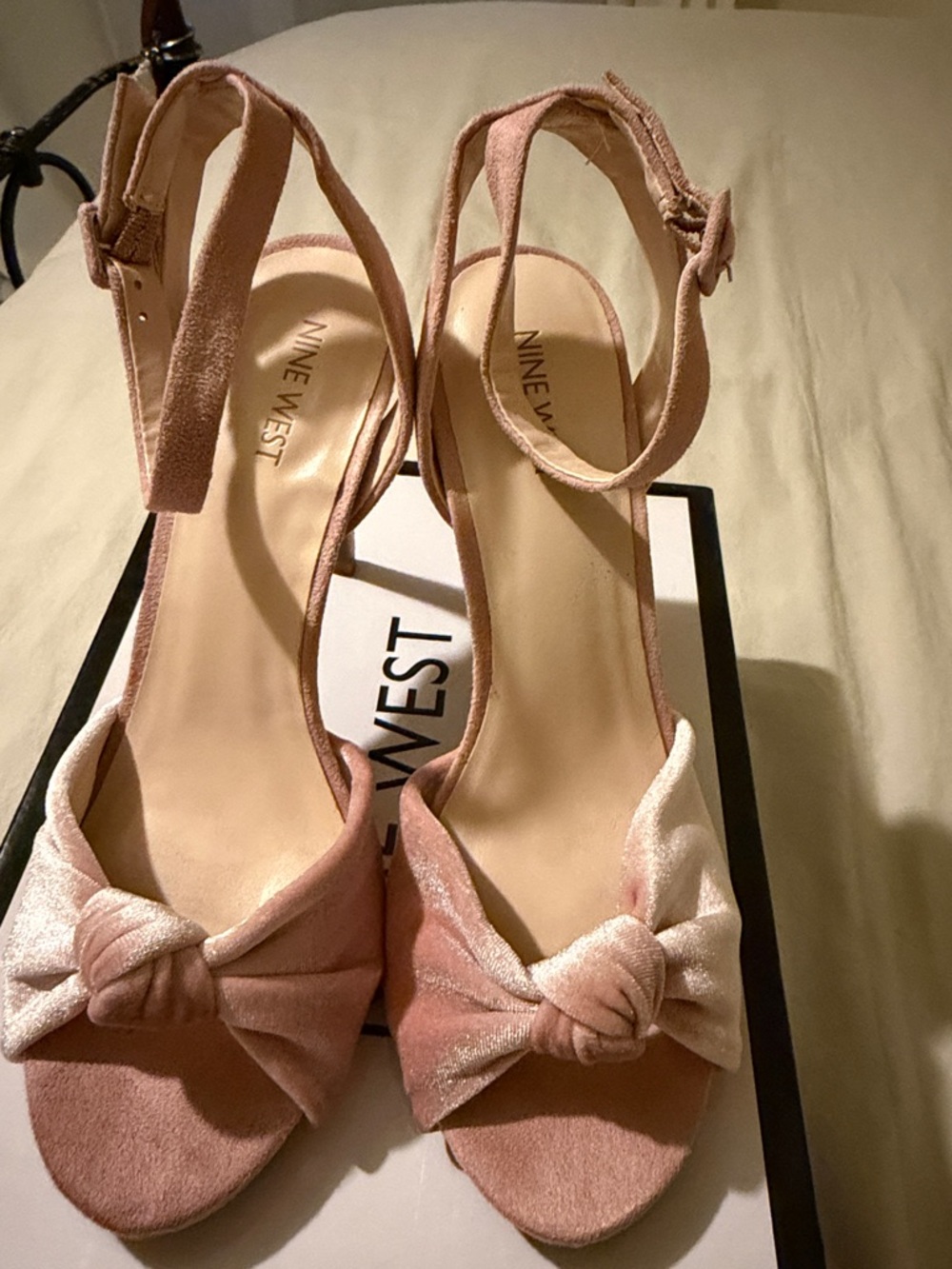 Nine West Delphine Knot Front Open-Toe Sandal in Light Pink